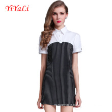 OEM alta qualidade Ol Stripe manga curta mulheres vestido